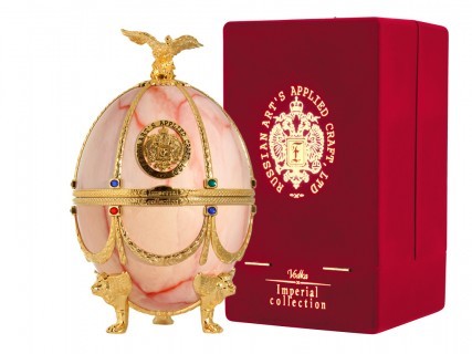 Подарочный набор Графин Императорская коллекция яйцо Фаберже Розовый Мрамор (0,7 л) в бархатной подарочной упаковке